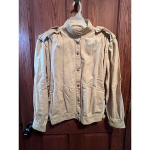 Vintage Current Seen Khaki Safari Utility Jacket Ramie Cotton Mesh Sides Small